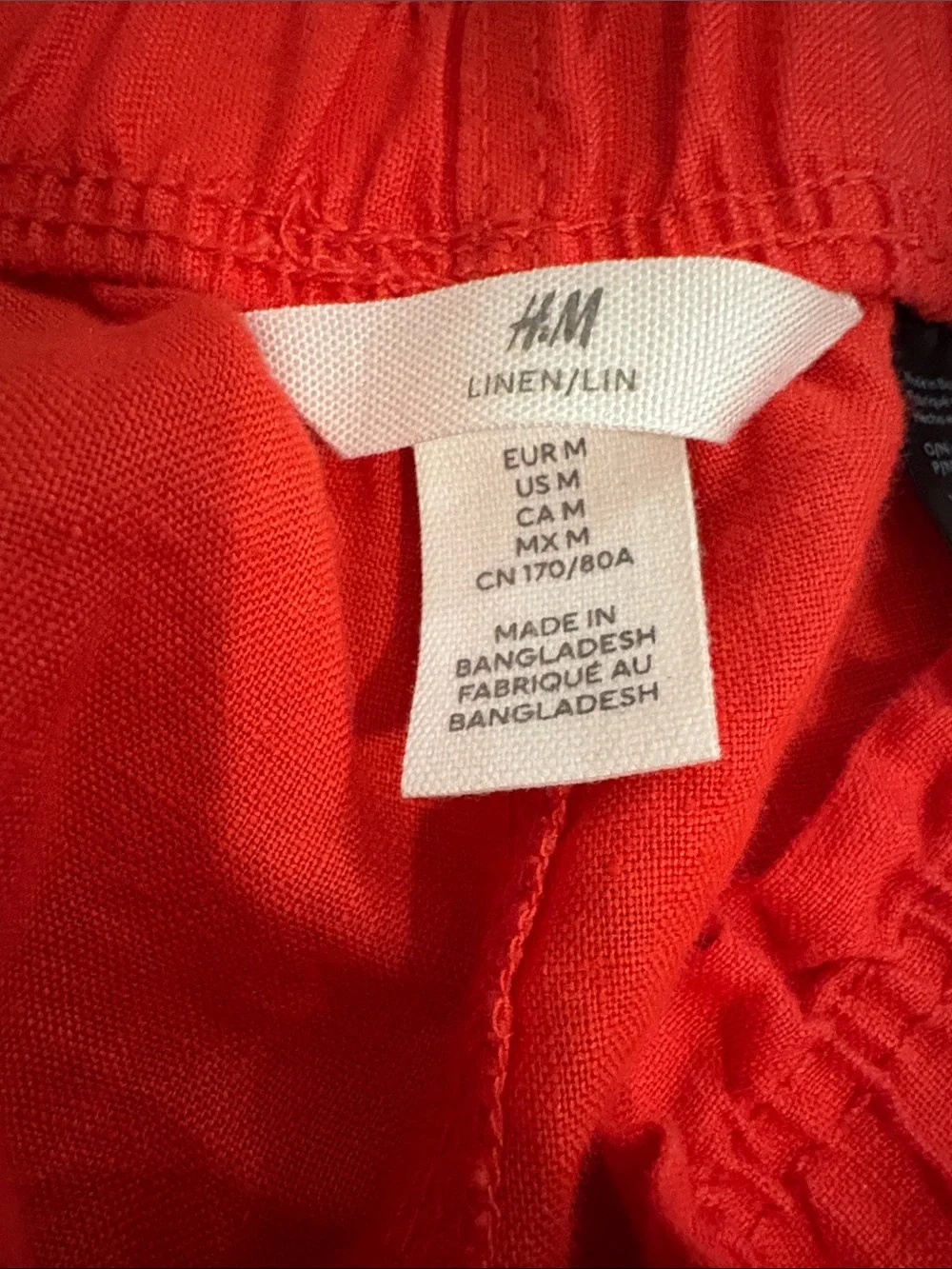 H&M linen Red Button-Down Shirt and pant set ( top is xs and bottoms are medium)